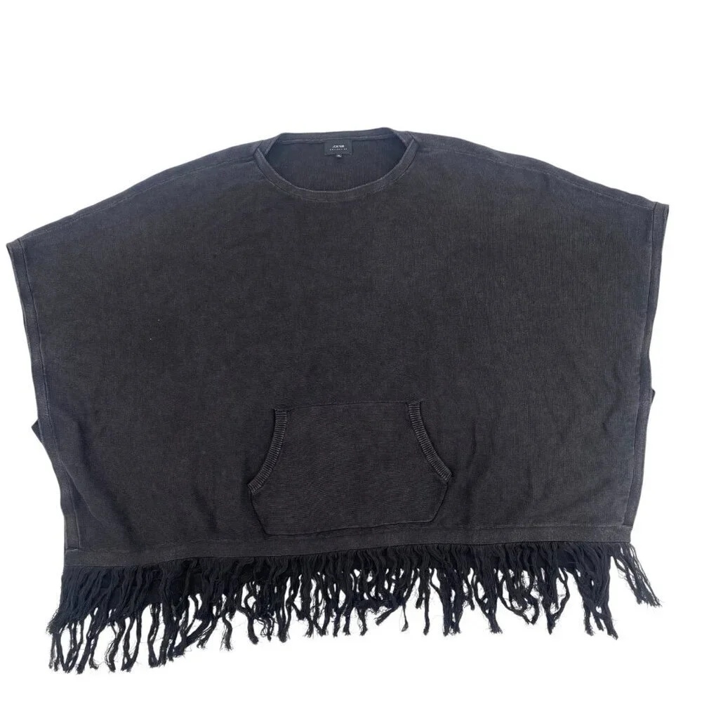 Joes Jeans Collection Size Small Black Poncho Sweater Cotton Fringe Pockets Boho